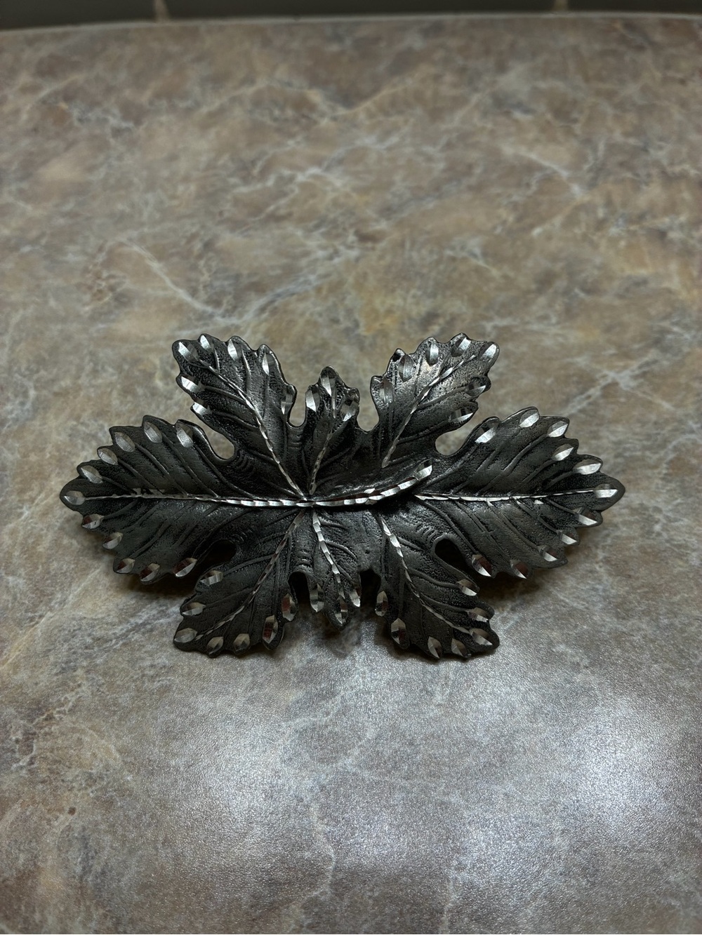 Decorative Metal Silver Leaf Hair Clip
